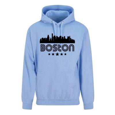 Boston Massachusetts Skyline Retro Style Unisex Surf Hoodie