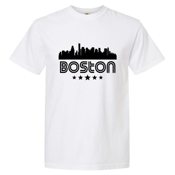 Boston Massachusetts Skyline Retro Style Garment-Dyed Heavyweight T-Shirt