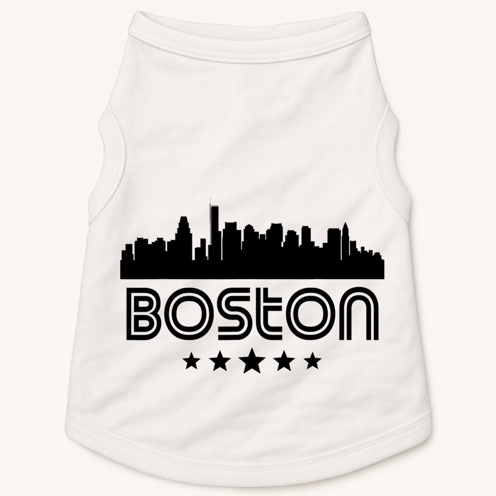 Boston Massachusetts Skyline Retro Style Doggie Tank