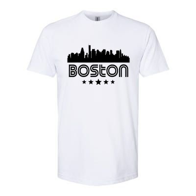 Boston Massachusetts Skyline Retro Style Softstyle CVC T-Shirt