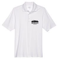 Boston Massachusetts Skyline Retro Style Men's Origin Performance Pique Polo