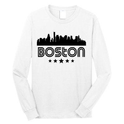 Boston Massachusetts Skyline Retro Style Long Sleeve Shirt