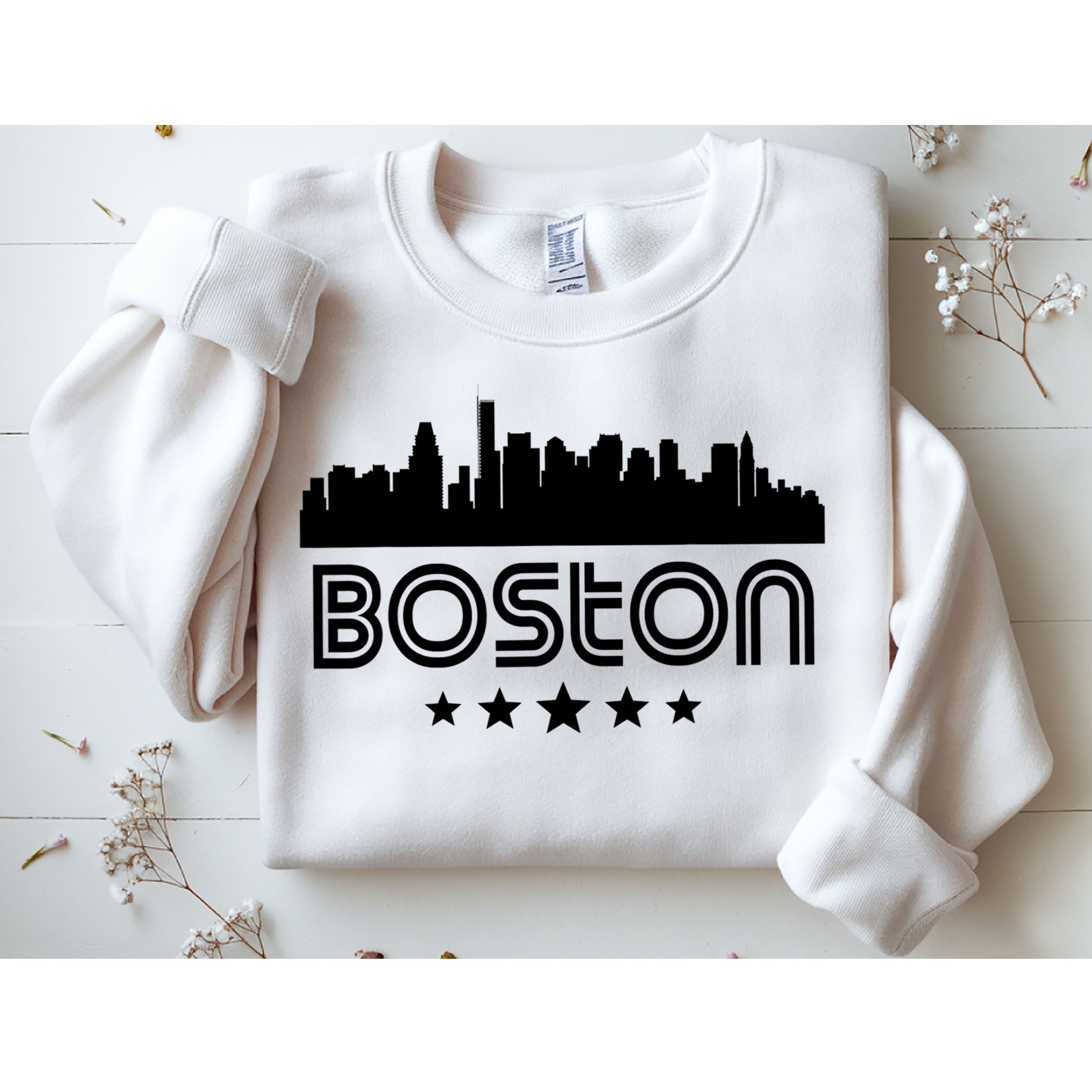 Boston Massachusetts Skyline Retro Style Sweatshirt