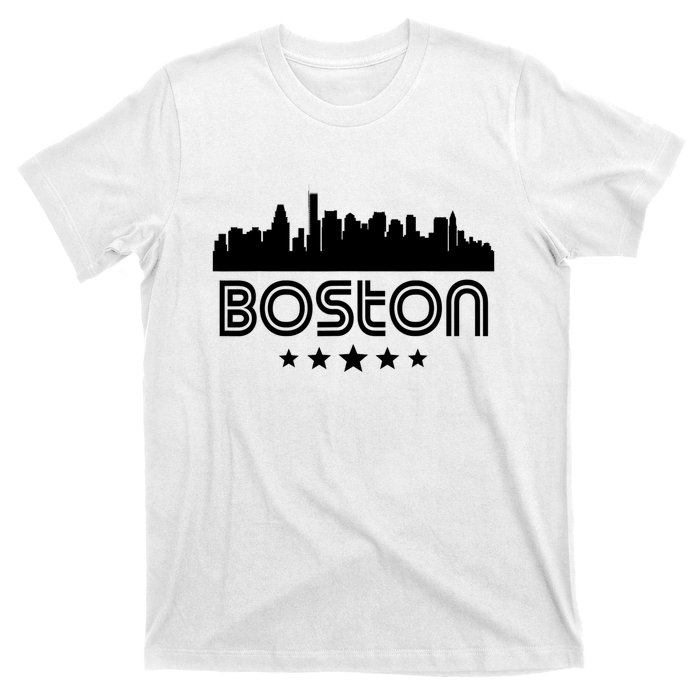 Boston Massachusetts Skyline Retro Style T-Shirt