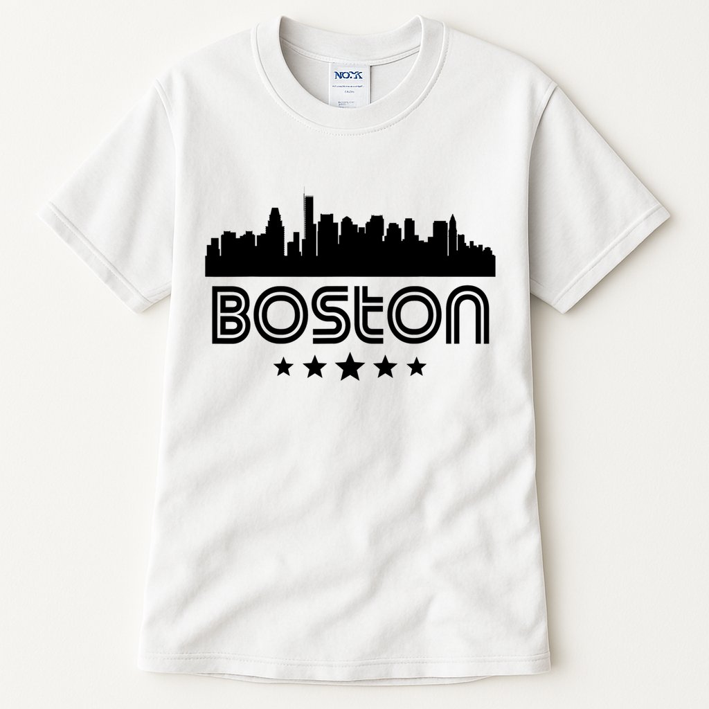 Boston Massachusetts Skyline Retro Style Tall T-Shirt