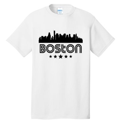 Boston Massachusetts Skyline Retro Style Tall T-Shirt