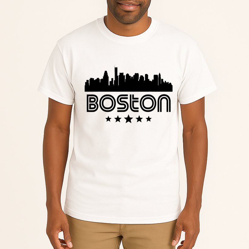 Boston Massachusetts Skyline Retro Style Tall T-Shirt