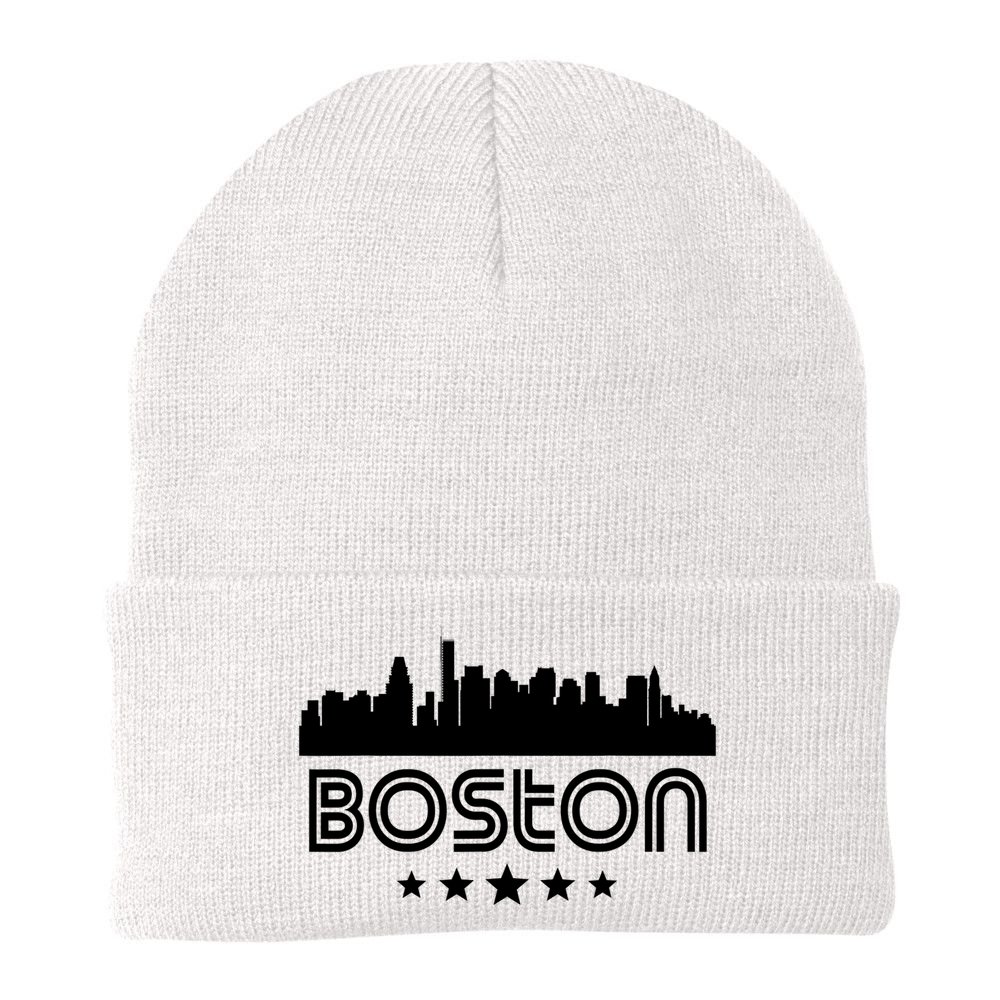 Boston Massachusetts Skyline Retro Style Beanie