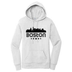 Boston Massachusetts Skyline Retro Style Women's Pullover Hoodie