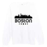 Boston Massachusetts Skyline Retro Style Premium Crewneck Sweatshirt