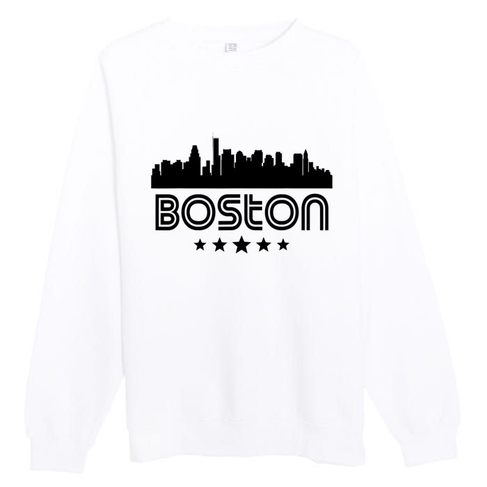 Boston Massachusetts Skyline Retro Style Premium Crewneck Sweatshirt