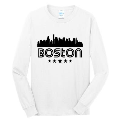 Boston Massachusetts Skyline Retro Style Tall Long Sleeve T-Shirt