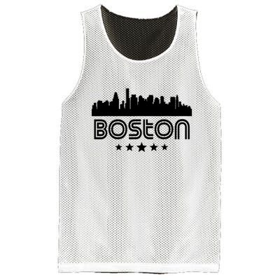 Boston Massachusetts Skyline Retro Style Mesh Reversible Basketball Jersey Tank