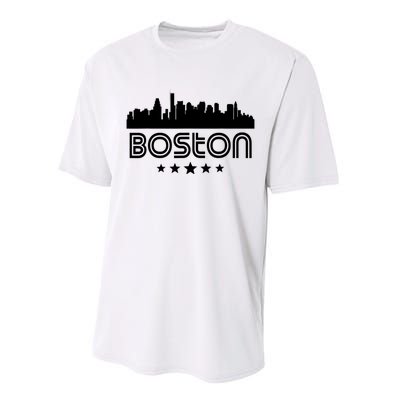 Boston Massachusetts Skyline Retro Style Performance Sprint T-Shirt