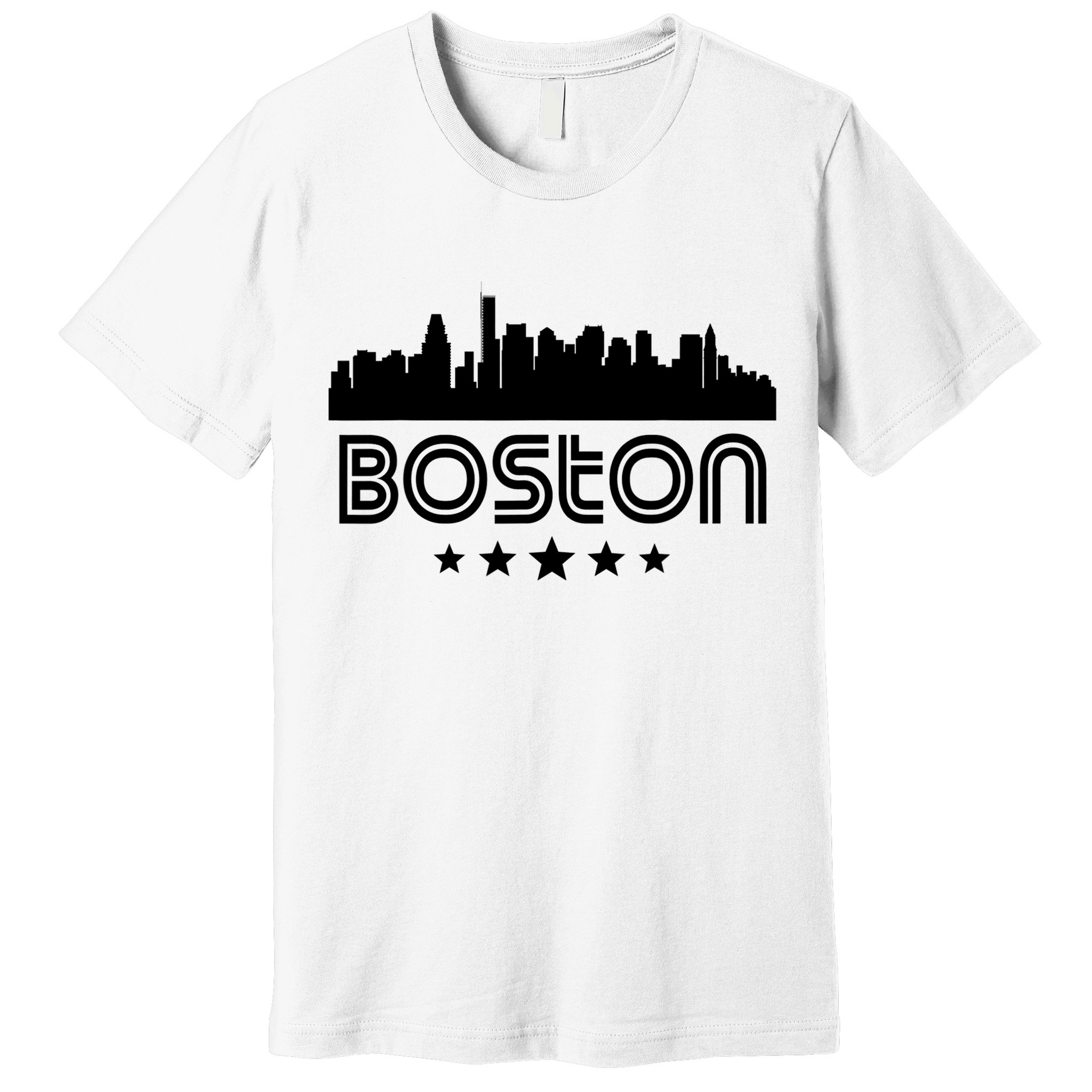 Boston Massachusetts Skyline Retro Style Premium T-Shirt