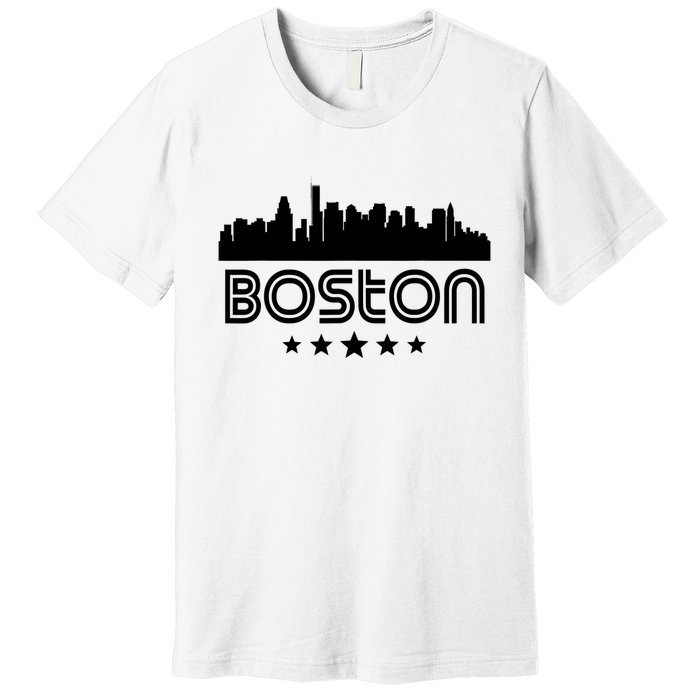 Boston Massachusetts Skyline Retro Style Premium T-Shirt