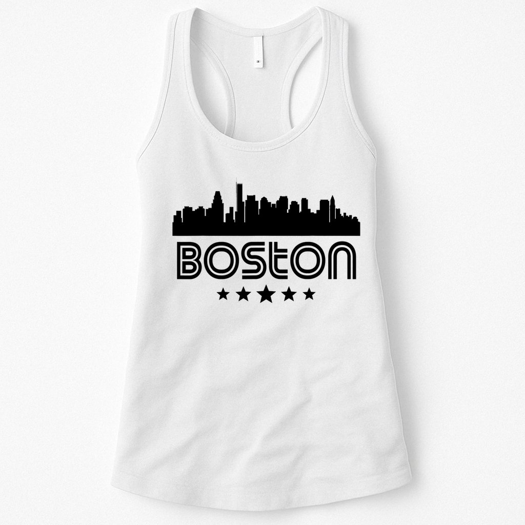 Boston Massachusetts Skyline Retro Style Womens Tank Top
