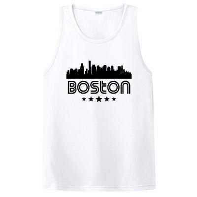 Boston Massachusetts Skyline Retro Style PosiCharge Competitor Tank