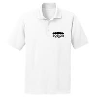 Boston Massachusetts Skyline Retro Style PosiCharge RacerMesh Polo