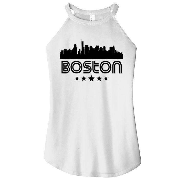 Boston Massachusetts Skyline Retro Style Women's Perfect Tri Rocker Tank