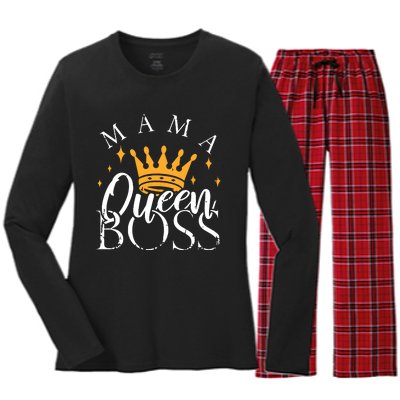 Boss Mommy Shirts Funny Mothers Day Gift Mama Queen Perfect Women's Long Sleeve Flannel Pajama Set 