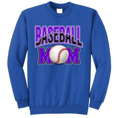 Baseball Mom Sports Purple Black White Cute Gift Sweatshirt