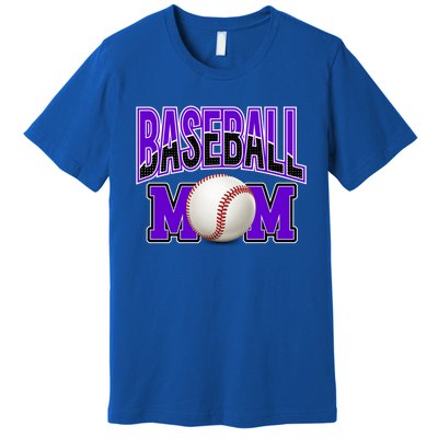 Baseball Mom Sports Purple Black White Cute Gift Premium T-Shirt