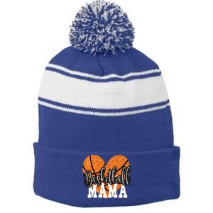 Basketball Mama Sports Mom Gift Stripe Pom Pom Beanie