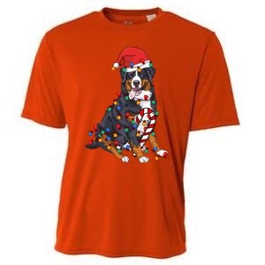 Bernese Mountain Santa Christmas Lights Dog Lover Pajama  Cooling Performance Crew T-Shirt