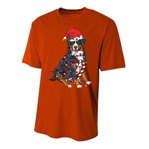 Bernese Mountain Santa Christmas Lights Dog Lover Pajama  Performance Sprint T-Shirt