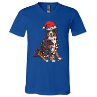 Bernese Mountain Santa Christmas Lights Dog Lover Pajama  V-Neck T-Shirt