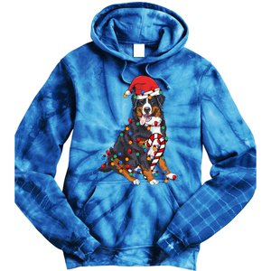 Bernese Mountain Santa Christmas Lights Dog Lover Pajama  Tie Dye Hoodie