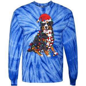 Bernese Mountain Santa Christmas Lights Dog Lover Pajama  Tie-Dye Long Sleeve Shirt