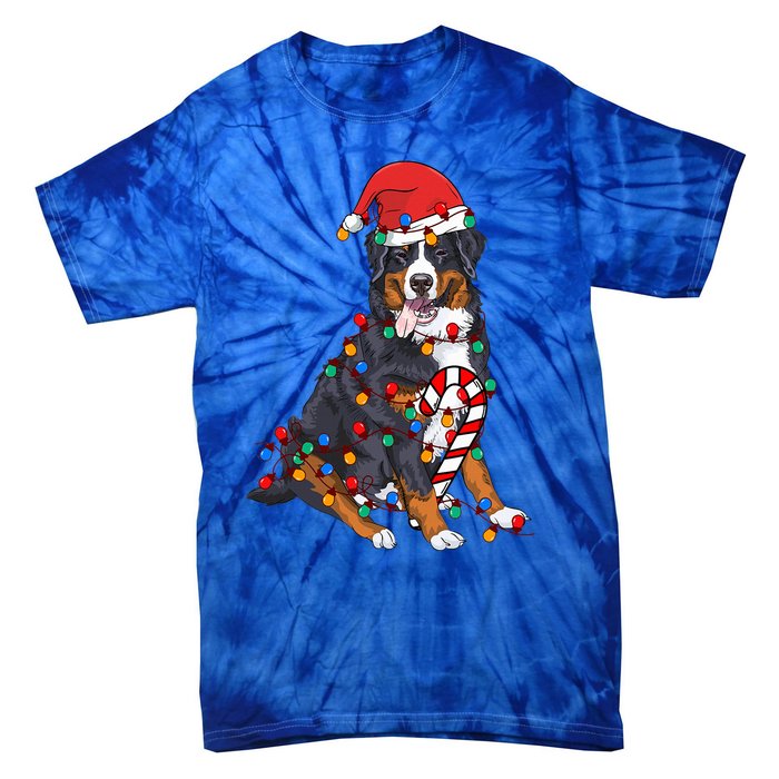 Bernese Mountain Santa Christmas Lights Dog Lover Pajama  Tie-Dye T-Shirt