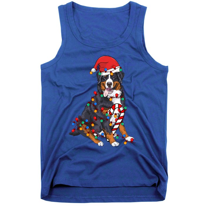 Bernese Mountain Santa Christmas Lights Dog Lover Pajama  Tank Top