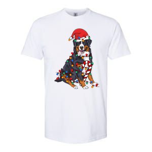 Bernese Mountain Santa Christmas Lights Dog Lover Pajama  Softstyle CVC T-Shirt