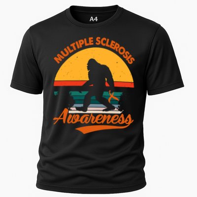 Bigfoot Multiple Sclerosis Awareness Vintage Orange Ribbon Multiple Scleros Performance Shirt