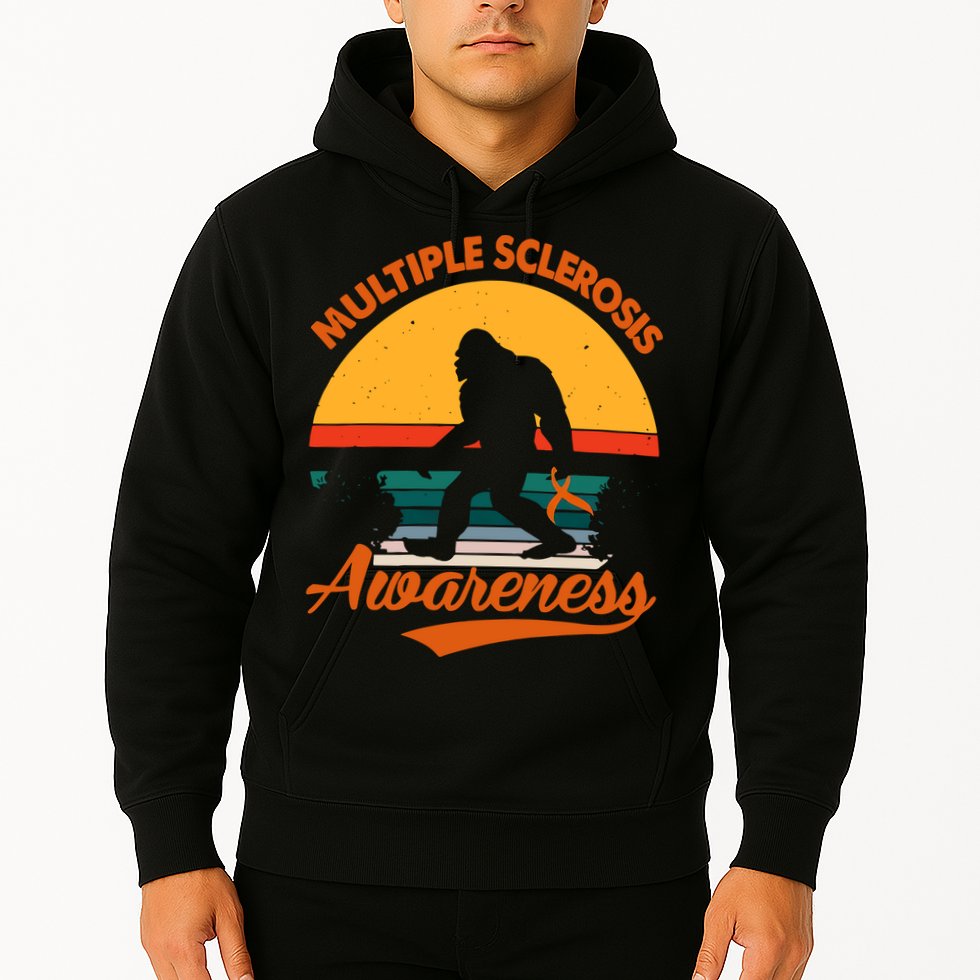 Bigfoot Multiple Sclerosis Awareness Vintage Orange Ribbon Multiple Scleros Hoodie