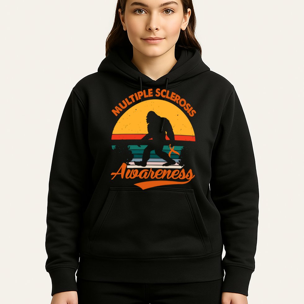 Bigfoot Multiple Sclerosis Awareness Vintage Orange Ribbon Multiple Scleros Hoodie