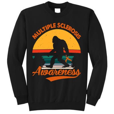 Bigfoot Multiple Sclerosis Awareness Vintage Orange Ribbon Multiple Scleros Sweatshirt