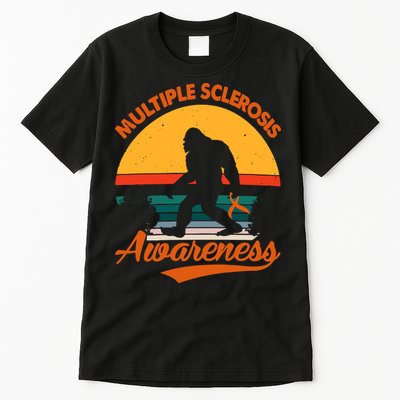 Bigfoot Multiple Sclerosis Awareness Vintage Orange Ribbon Multiple Scleros Tall T-Shirt