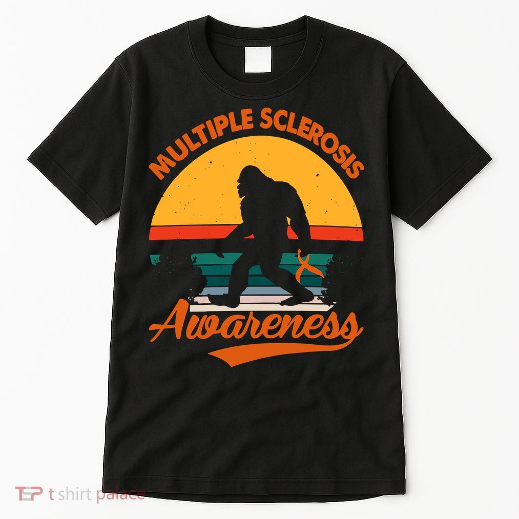 Bigfoot Multiple Sclerosis Awareness Vintage Orange Ribbon Multiple Scleros Tall T-Shirt