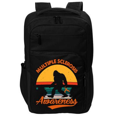 Bigfoot Multiple Sclerosis Awareness Vintage Orange Ribbon Multiple Scleros Impact Tech Backpack