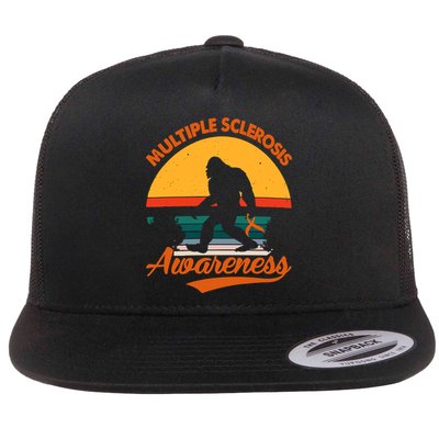 Bigfoot Multiple Sclerosis Awareness Vintage Orange Ribbon Multiple Scleros Flatbill Hat