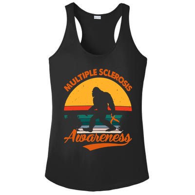 Bigfoot Multiple Sclerosis Awareness Vintage Orange Ribbon Multiple Scleros Ladies PosiCharge Competitor Racerback Tank