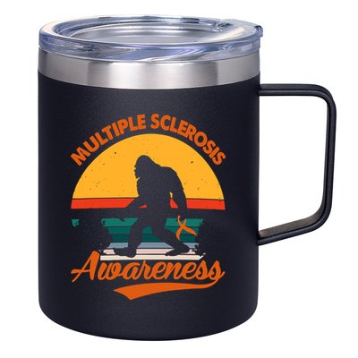 Bigfoot Multiple Sclerosis Awareness Vintage Orange Ribbon Multiple Scleros 12oz Stainless Steel Coffee Mug