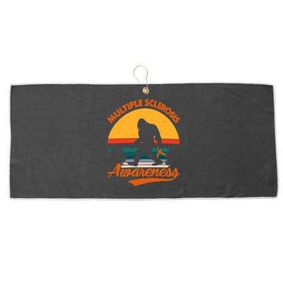 Bigfoot Multiple Sclerosis Awareness Vintage Orange Ribbon Multiple Scleros Large Microfiber Waffle Golf Towel