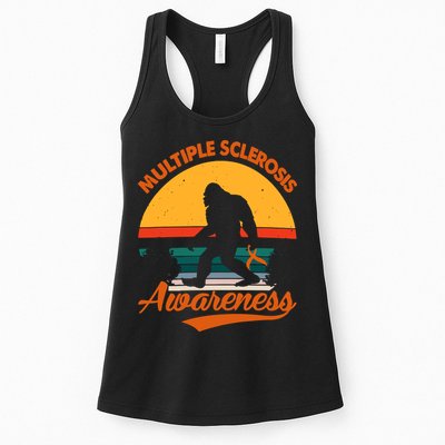 Bigfoot Multiple Sclerosis Awareness Vintage Orange Ribbon Multiple Scleros Womens Tank Top