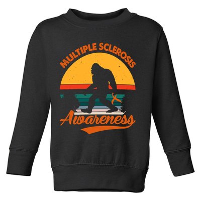 Bigfoot Multiple Sclerosis Awareness Vintage Orange Ribbon Multiple Scleros Toddler Sweatshirt