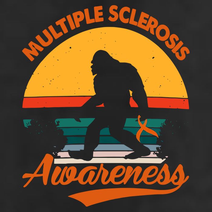 Bigfoot Multiple Sclerosis Awareness Vintage Orange Ribbon Multiple Scleros Golf Towel
